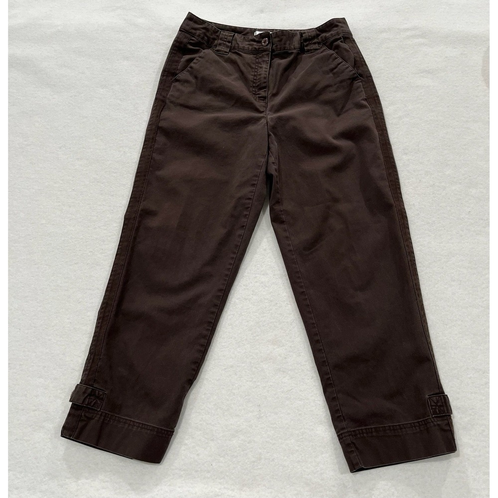 Talbots Vintage Brown Pants Stretch Back Button Pocket Womens 6 Y2K Cottage Core